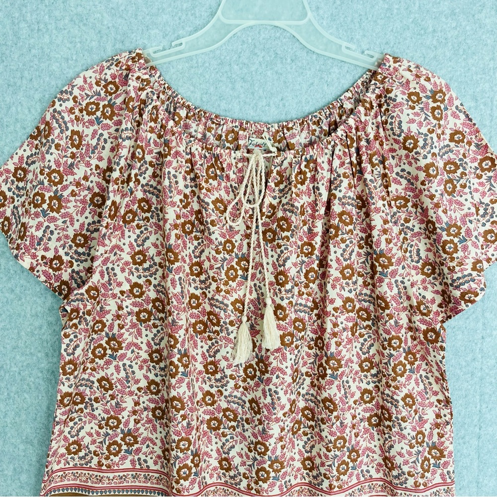 Faherty Womens Top Small Florence Earth Block Floral Boho Organic Cotton NWT - Picture 4 of 15